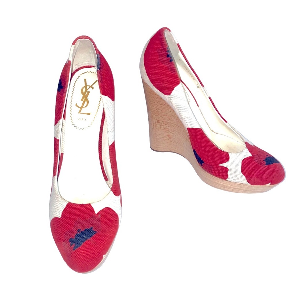 Yves Saint Laurent Poppy Floral Wedges